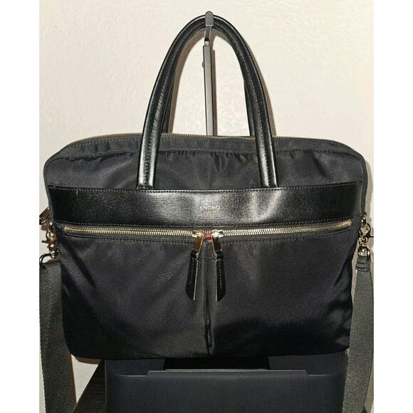 Knomo London Hanover 14in Laptop Briefcase Shoulder Work Bag Black 14x10x2 $227 - Picture 3 of 16